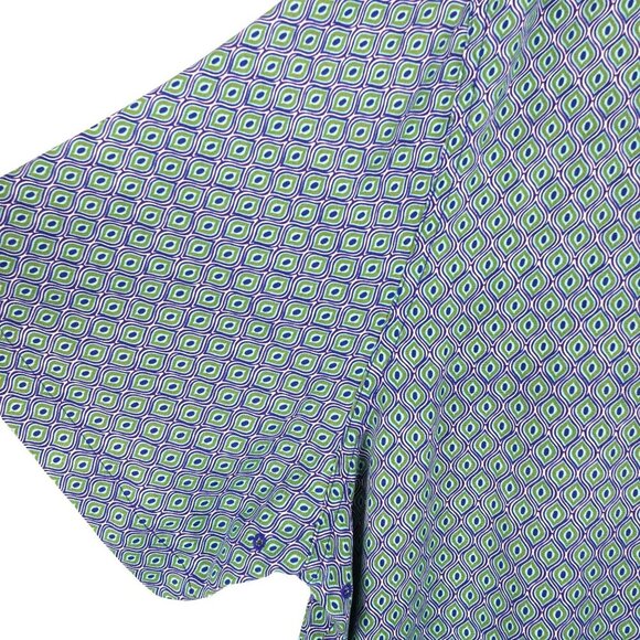 Nat Nast 100% Silk Button Down Shirt XL Blue‎ Short Sleeve Luxe Lounge - Picture 3 of 10